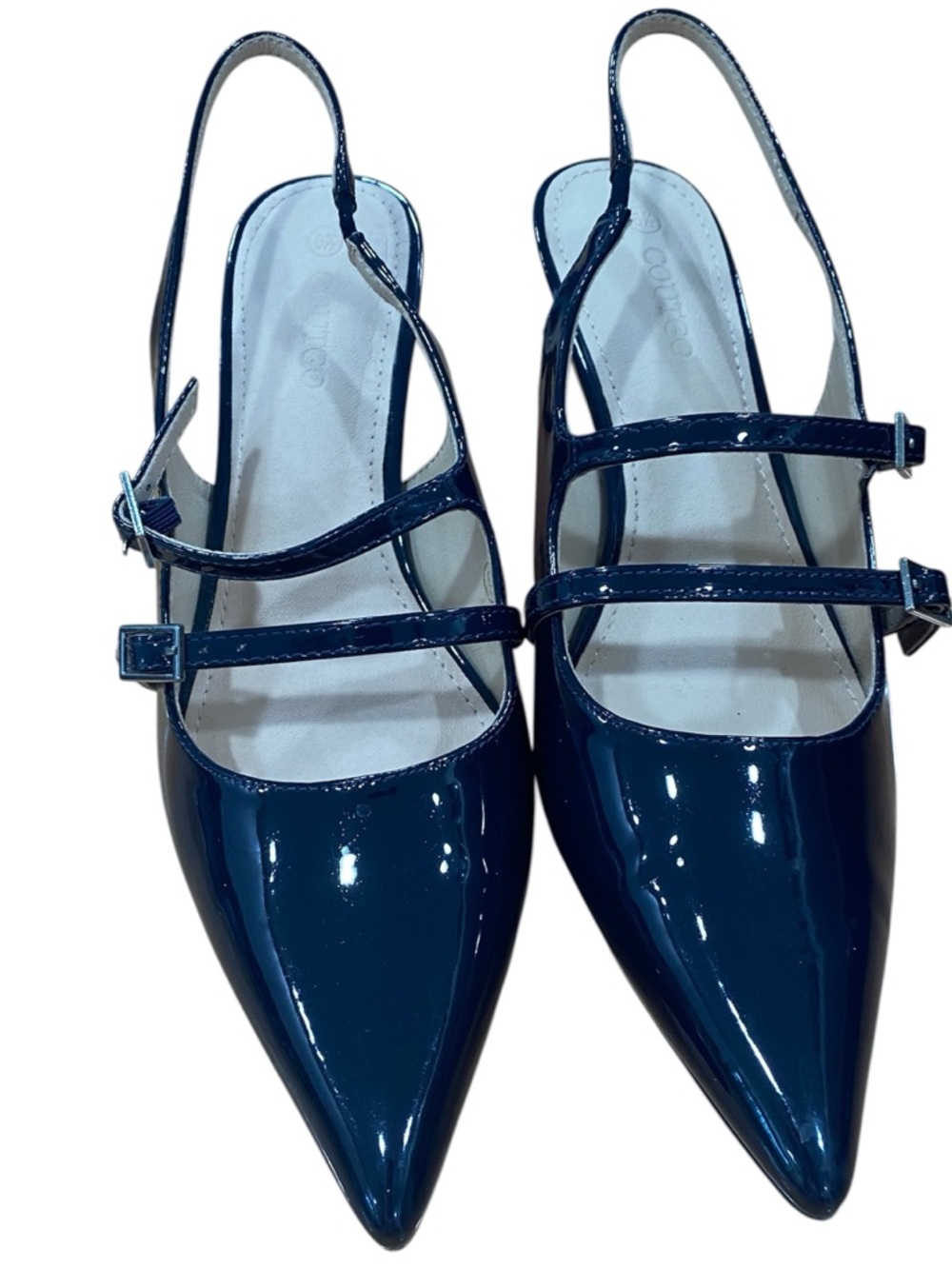 Coutgo Womens Slingback Kitten Heels Mary Jane Pumps